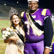 Homecoming royalty Britney Cuevas and Isaiah Mack at halftime of Friday night's football game.
